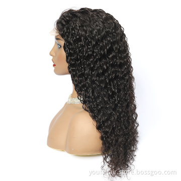 Hot Sale Wet And Wavy Lace Closure  Wig Wholesale 150% 180% Density Long Transparent Swiss Water Wave 4X4 Pre-pluck Lace Wig